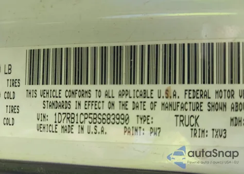 2011 Ram Ram 1500 St from USA, damaged, VIN 1D7RB1CP5BS683990